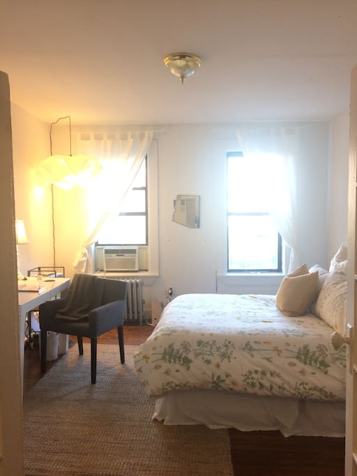 View of the bedroom, AC/Radiator