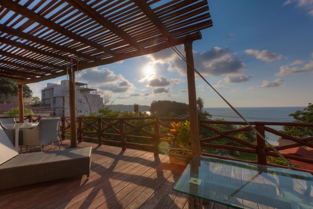 Terrace, sunset views