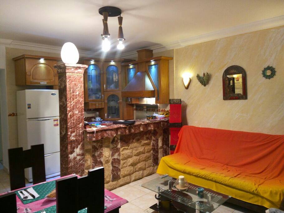 living room with sofa bed