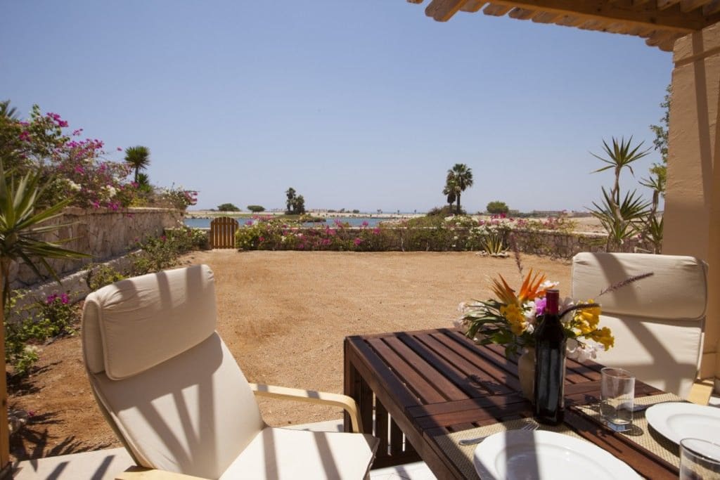 Terrace, garden, lake and islands