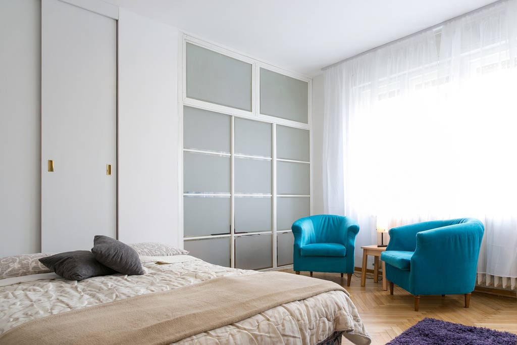 Living room with open sofa-bed