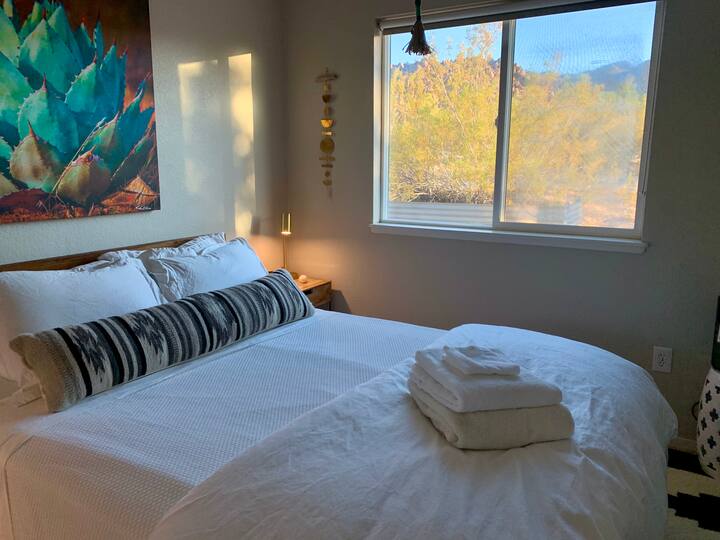 Relaxing bedroom with a view
