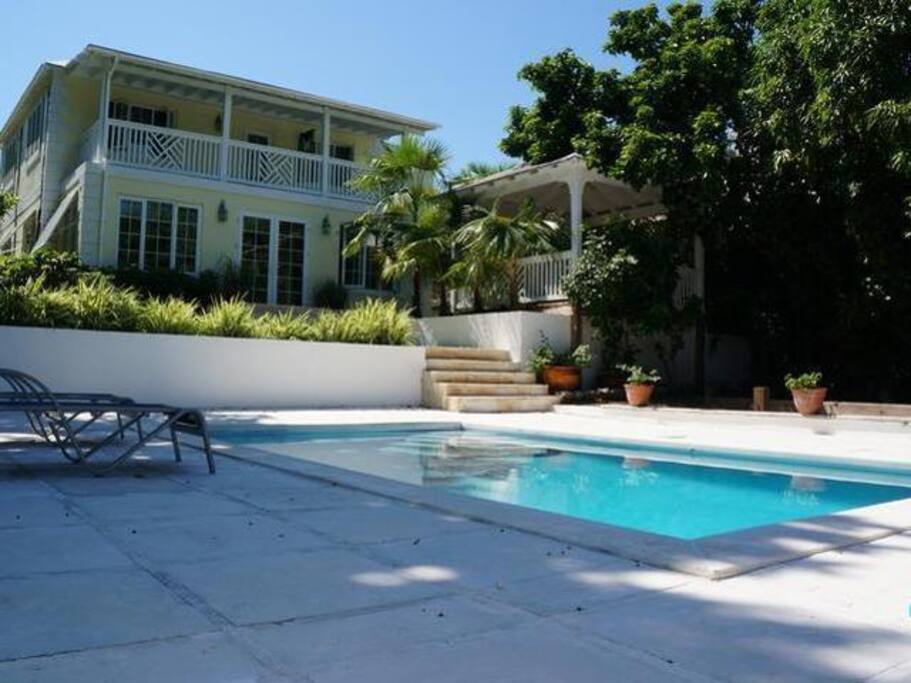 Looking at the house from the pool