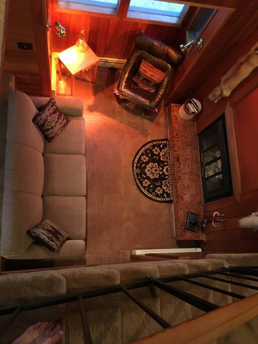 Looking down at living room from upstairs
