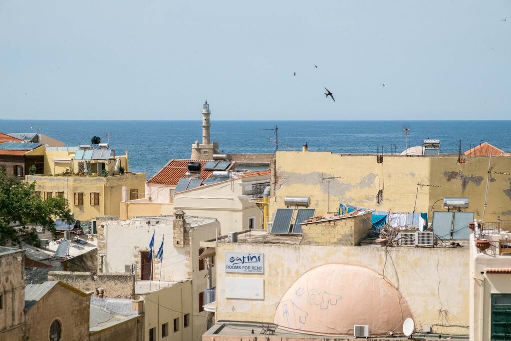 Top floor hotel suite attic located at the most central location of the old harbour of Chania offering breathtaking view day and night!