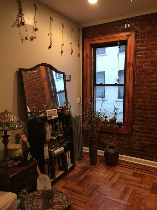 Bookshelf and mirror, living room