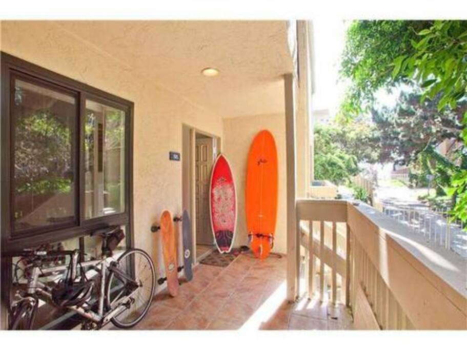 4 Beach chairs, umbrella and his and her beach cruisers available