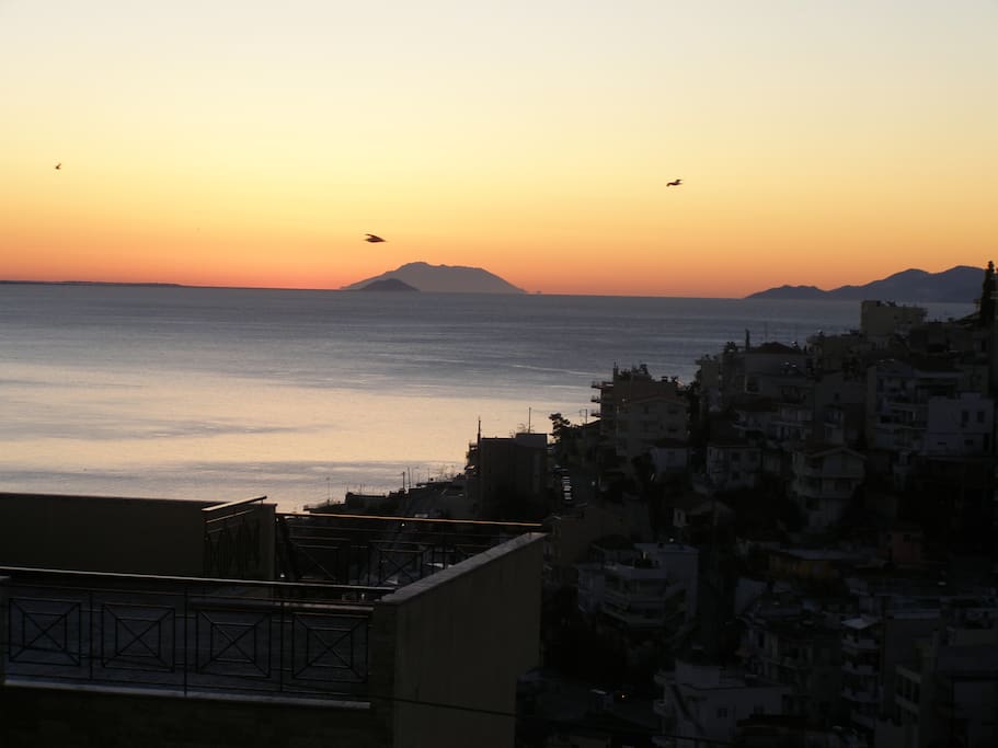 view from house. . .samothraki. , thassos. good morning.