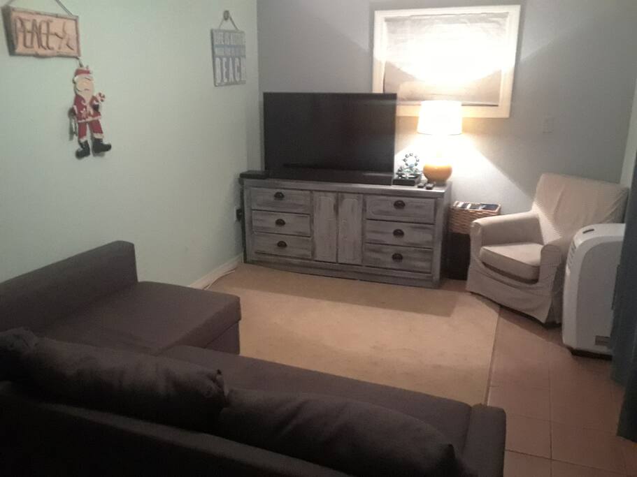 Living room with sofa can sleep two kids