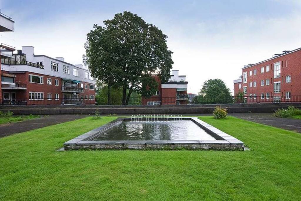 Private park just outside. Bring your picknic blanket - or make a snowman