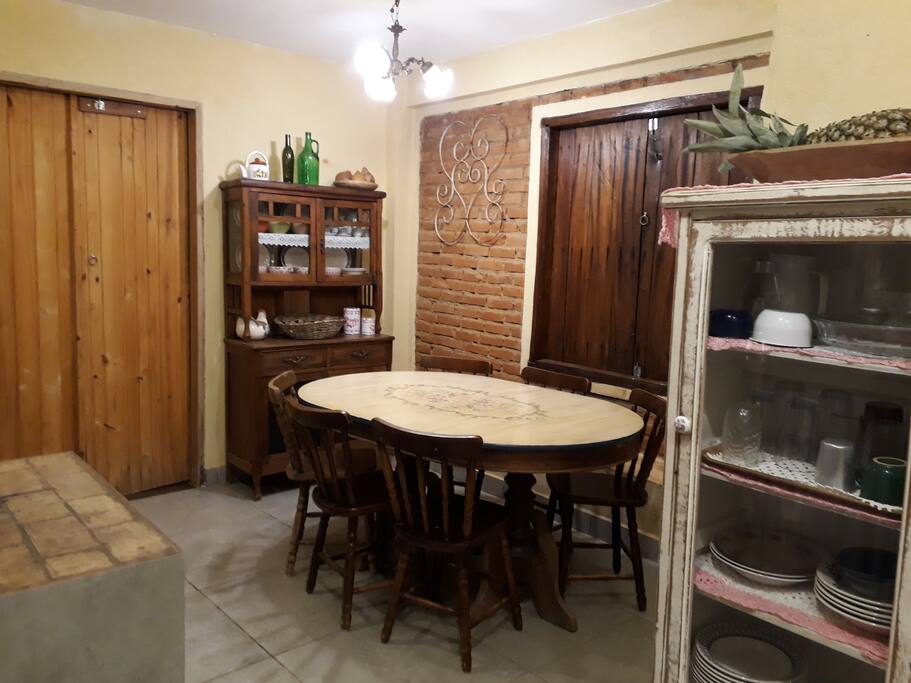 Cozinha de fogão de lenha