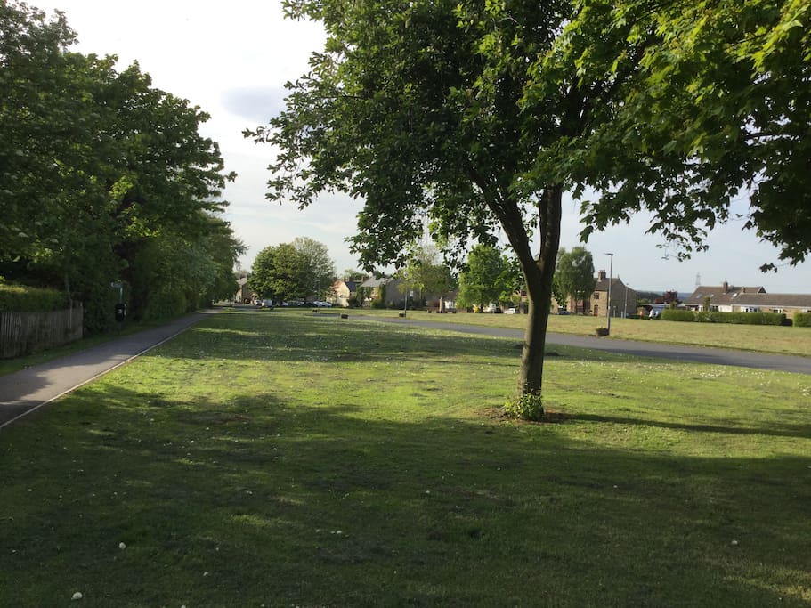 The village green immediately outside the house.