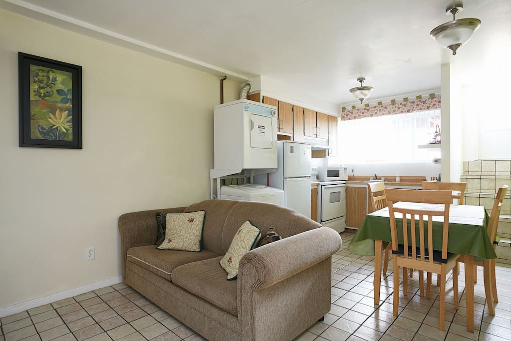Open concept with sofa bed