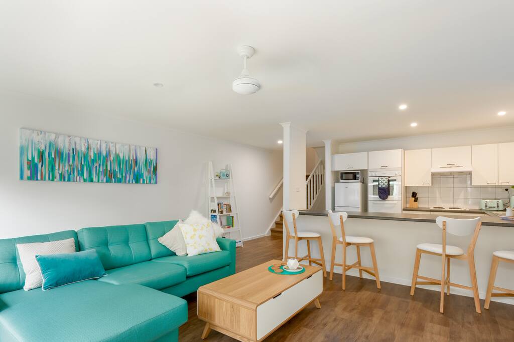 Large sofa and breakfast bar