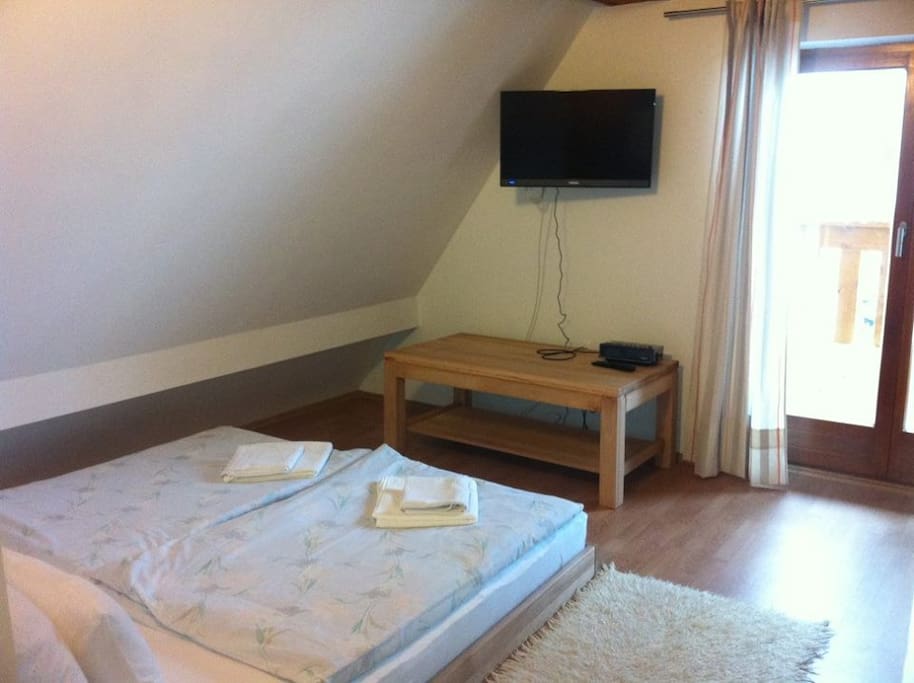 double bed in the living room