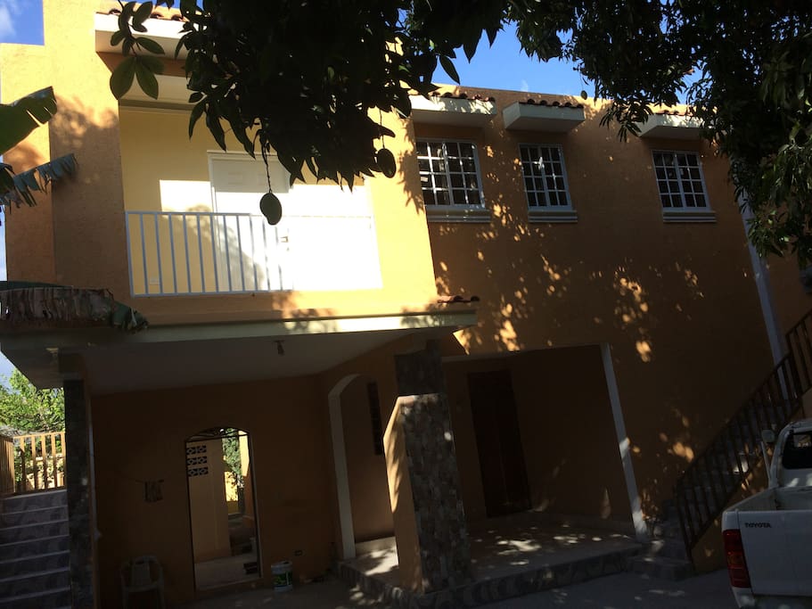 the left side where the stairs located