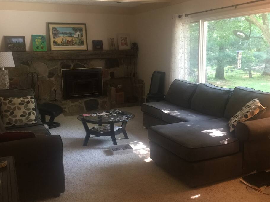 Family room with fireplace