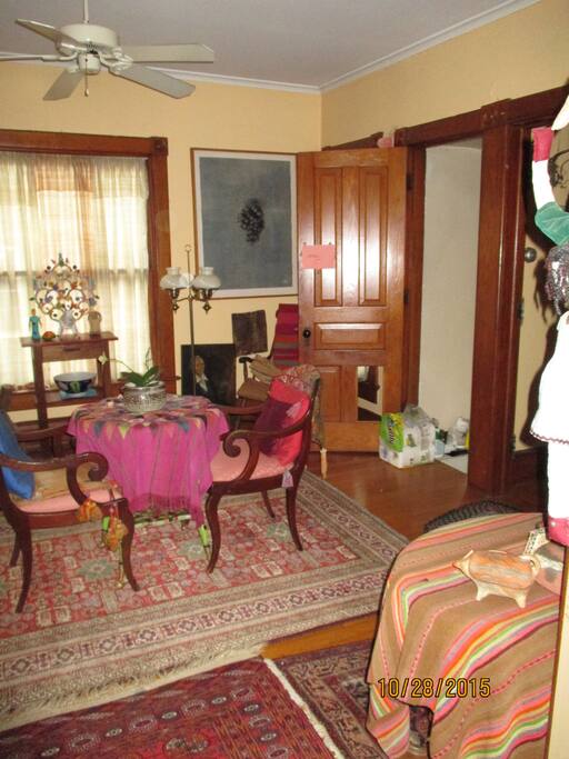 Dining room is elegantly decorated.