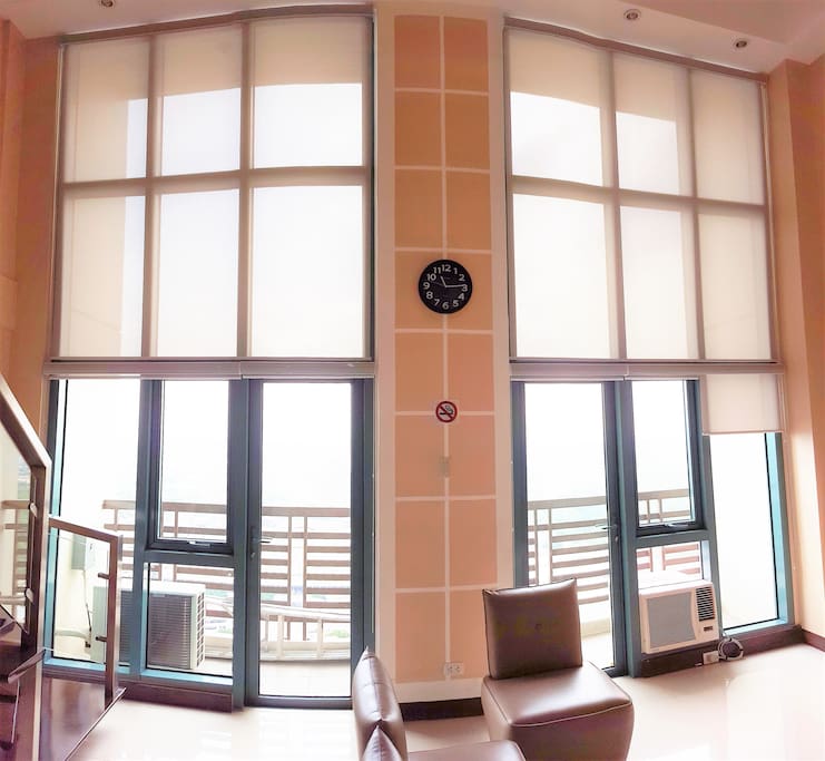 High Ceiling with Privacy Blinds