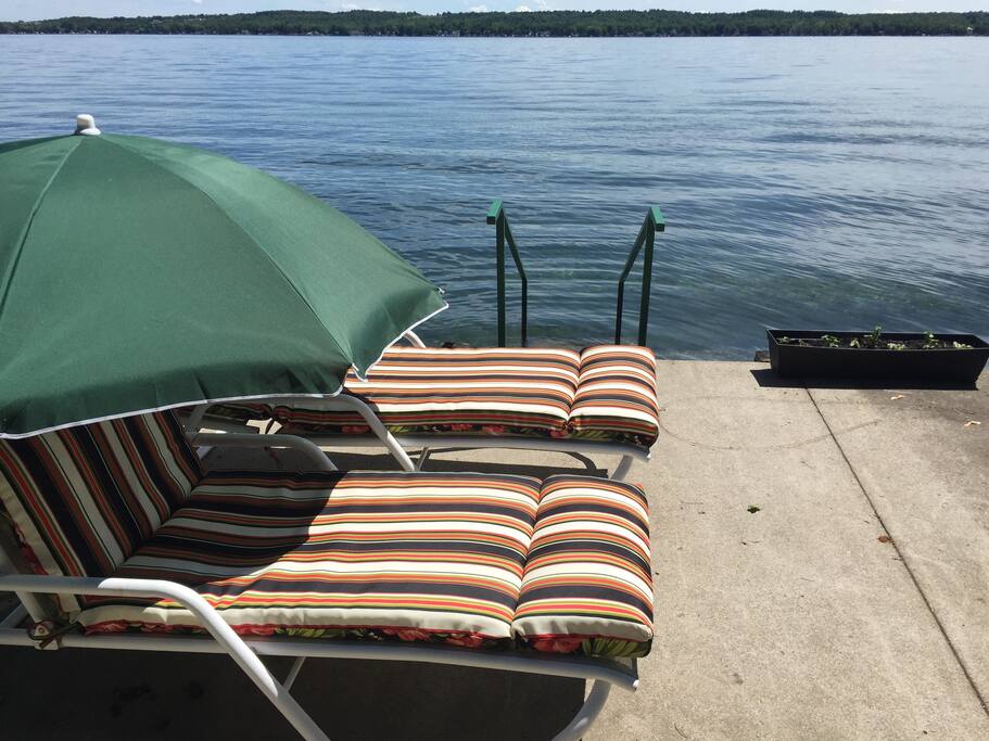 Sitting by the lake - this is a communal area - lakeside on our property