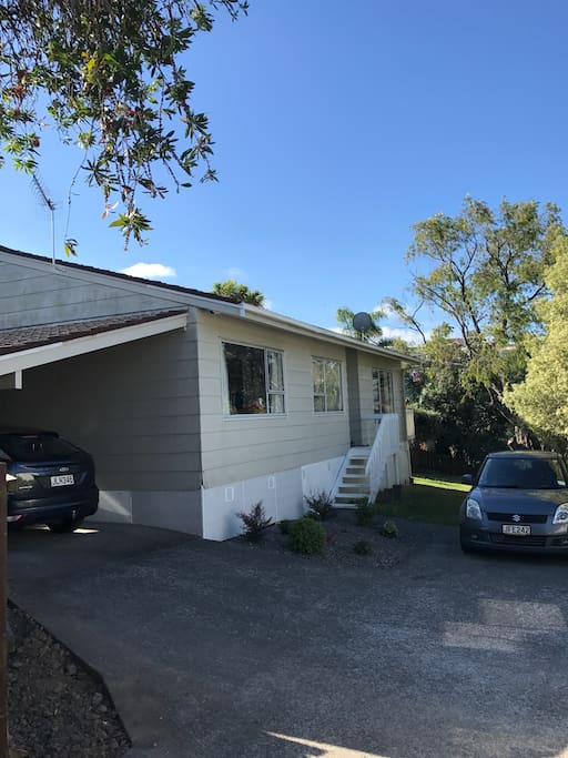 We are located in a quiet spot, off the street and have a carport and off-street parking with room for 4+ cars