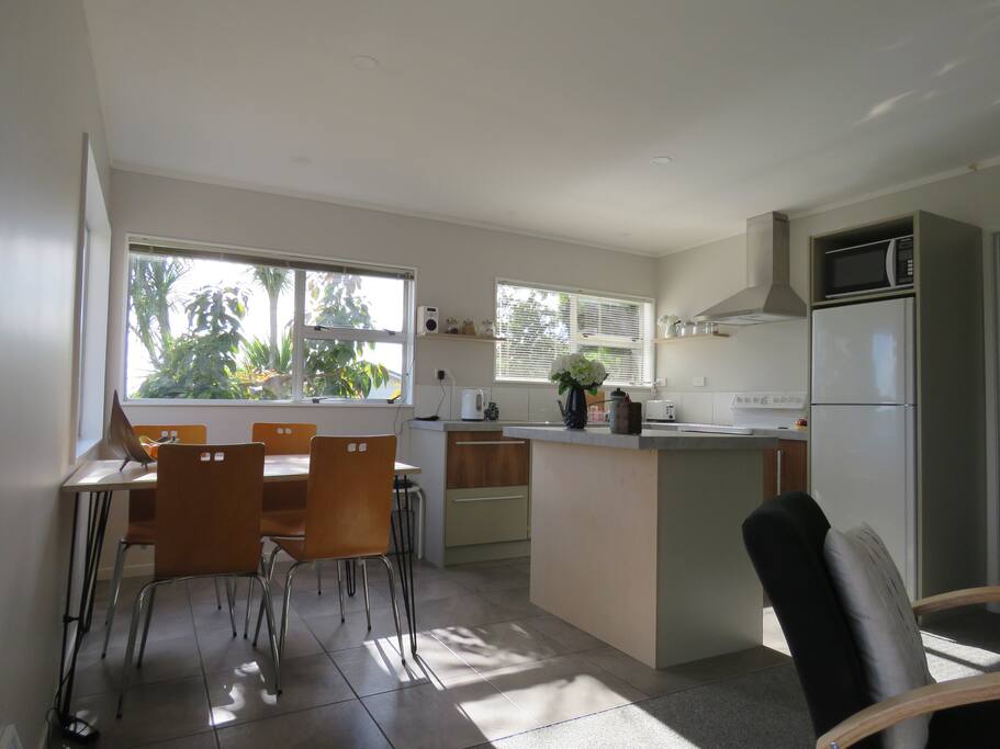 Newly renovated kitchen and living area.