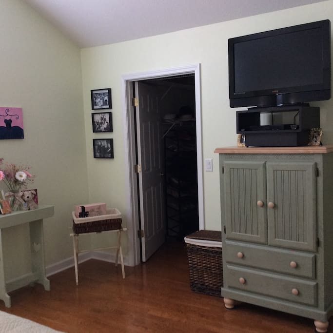 Walk-in in closet and TV