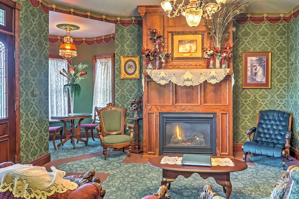 Enjoy a cup of tea as you sit by the fire and admire this unique home's historic characteristics.