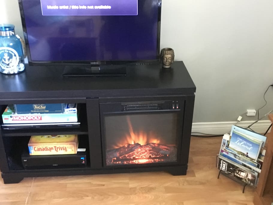 Electric fireplace for nights or mornings that are a bit chilly