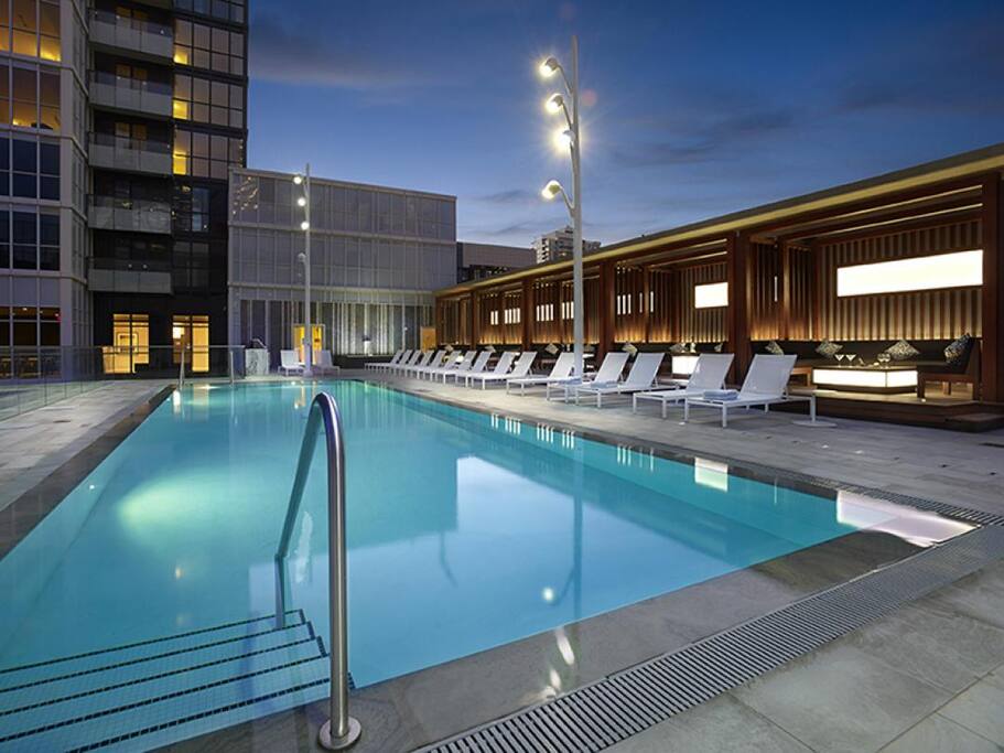 Building amenities. Pool and cabana area is only accessible during summer months