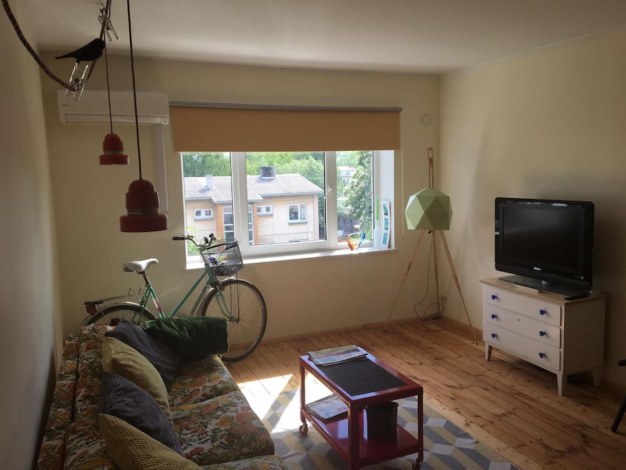 Living room with a kitchenette