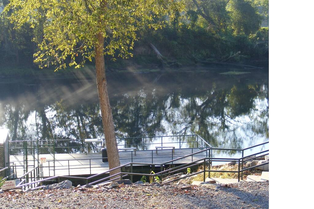 Floating dock for fishing, bird watching, reading or relaxing