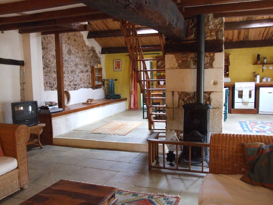 Lounge area with wood burner
