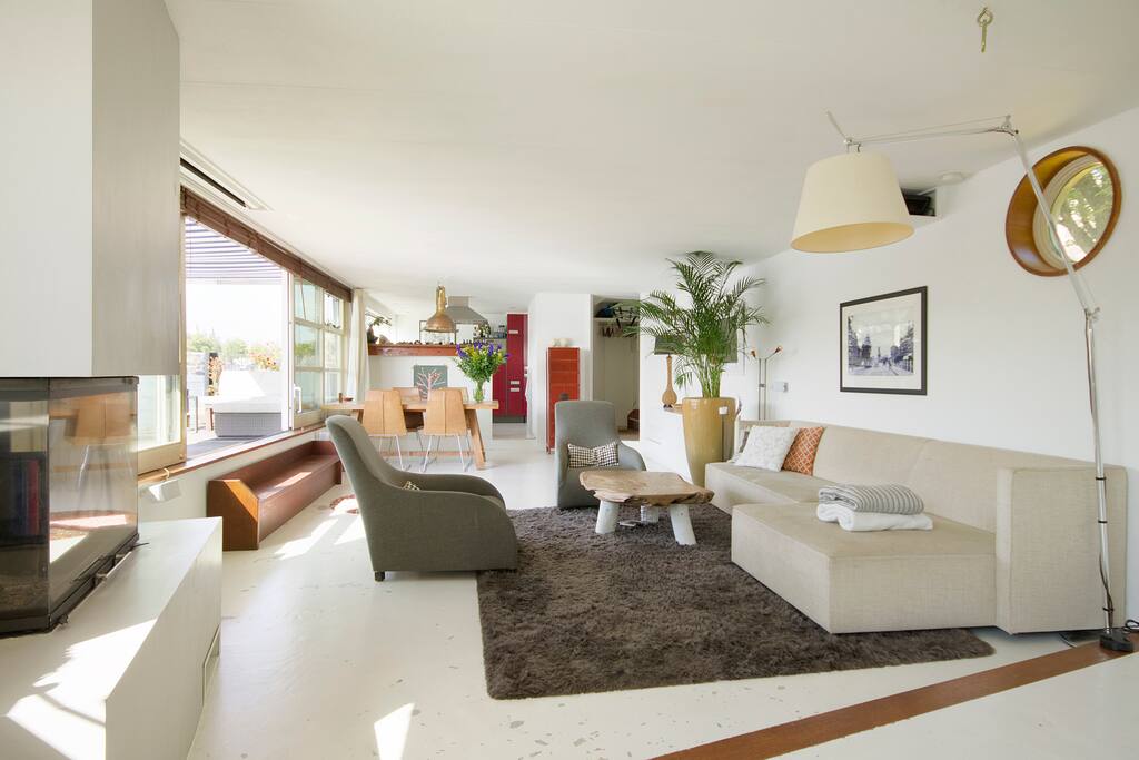 Living room and fireplace