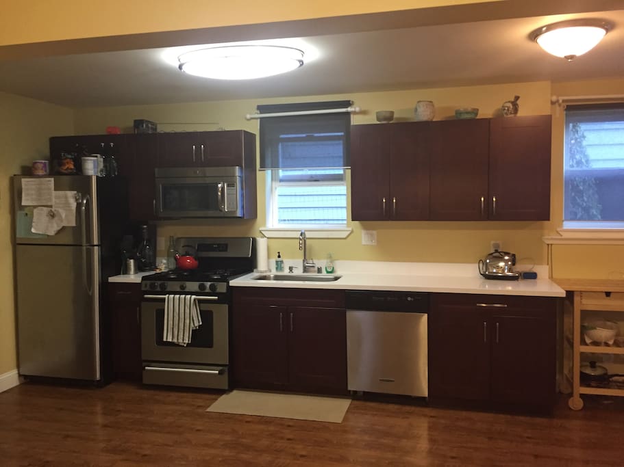 fully equipped kitchen (you can see that the unit gets quite a bit of light despite being garden level)