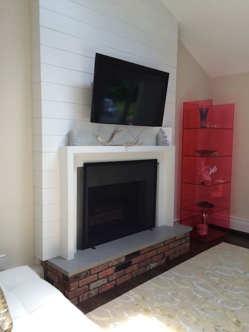 TV over Wood-Burning Fireplace