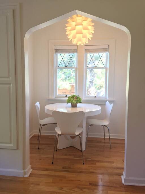 Sunny breakfast nook with view of private yard