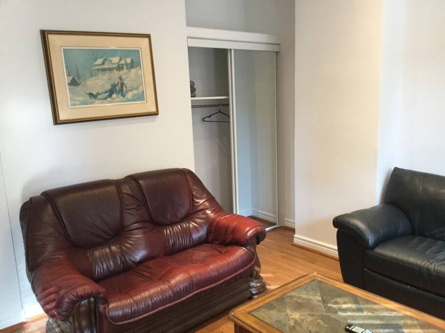 Enjoy your own closet space. Your room is completely private and has a lock that only you and I have keys for.