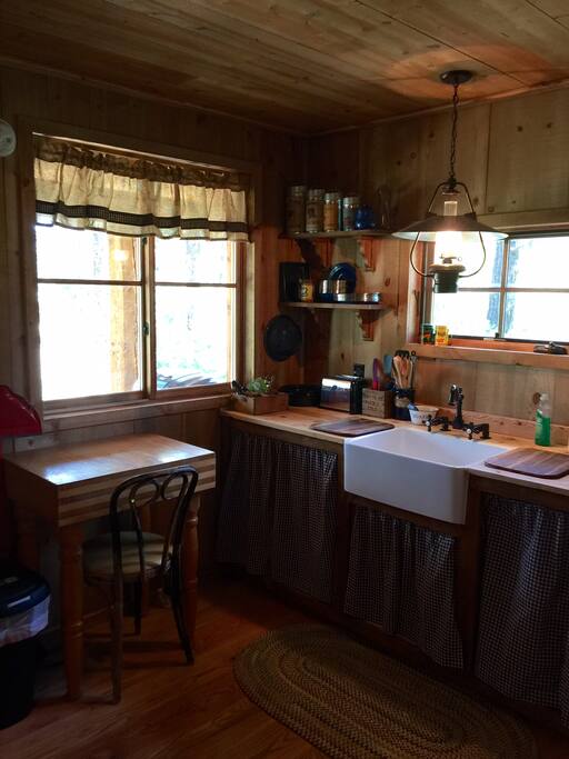 Farmhouse sink and butcher block