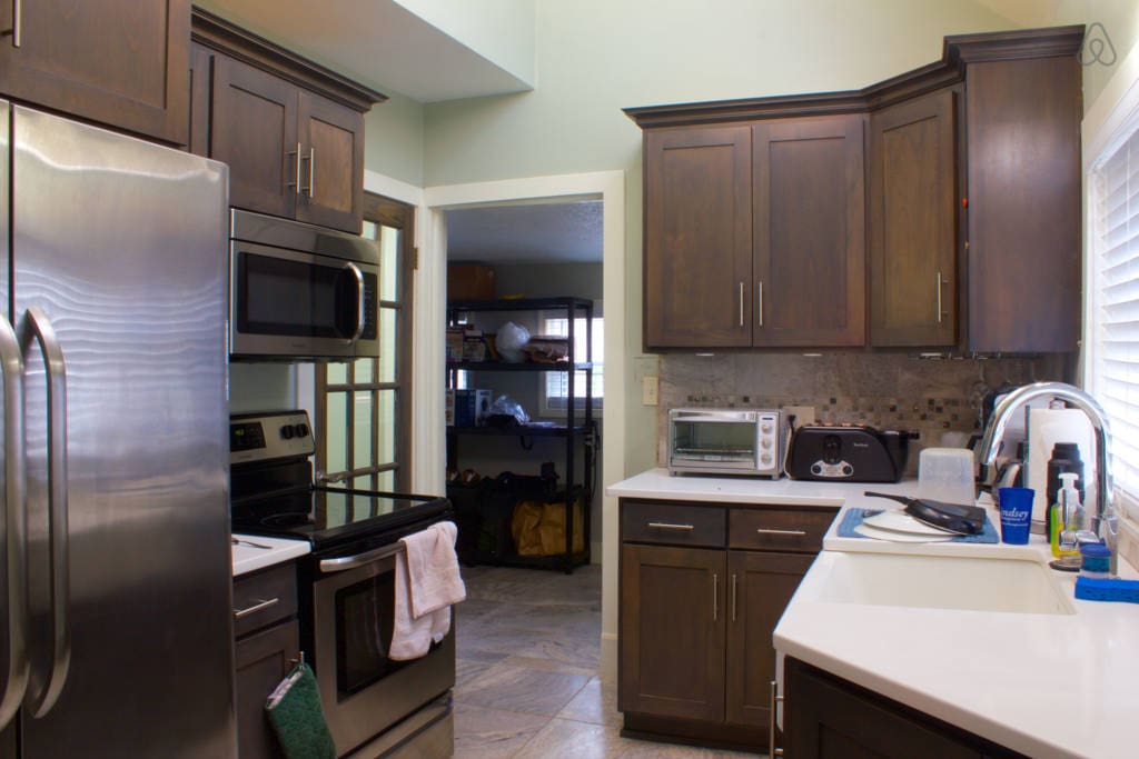 Full kitchen, blender, toaster oven, toaster w/ egg poacher & hard boiled egg maker, waffle iron, and much more.