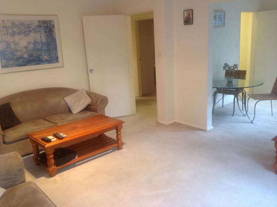 Large living and dining area.
Fold out double bed within lounge