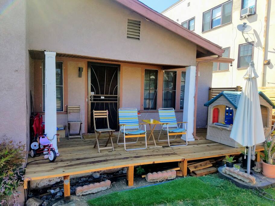 large deck for watching the downtown city lights change. great for your pets too since yard is fully contained.