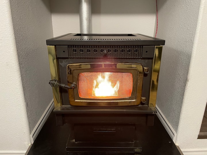 Pellet Stove for a beautiful warm fire

Remember that the front glass will be hot and please be careful around the fire for your safety and for the safety of the home.

