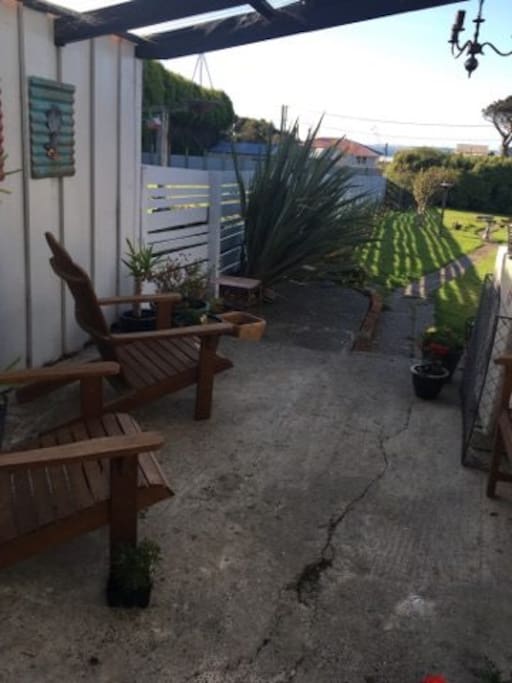 Garden seating area.