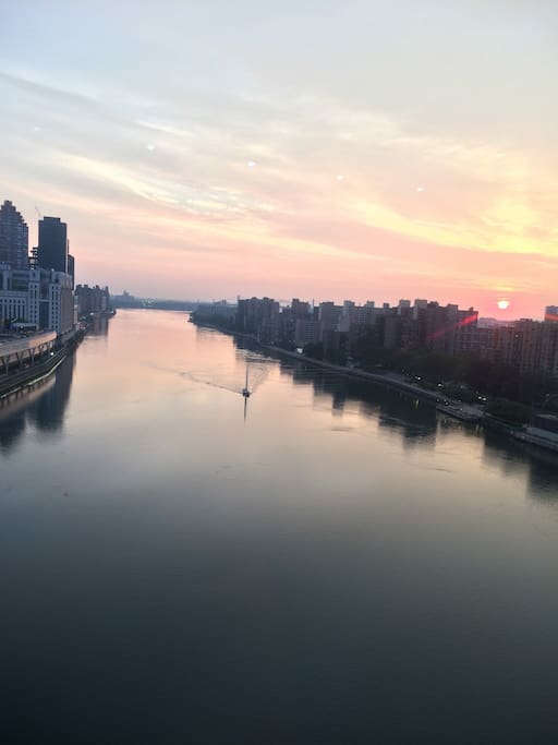 The view from the aerial tram at 6 am.