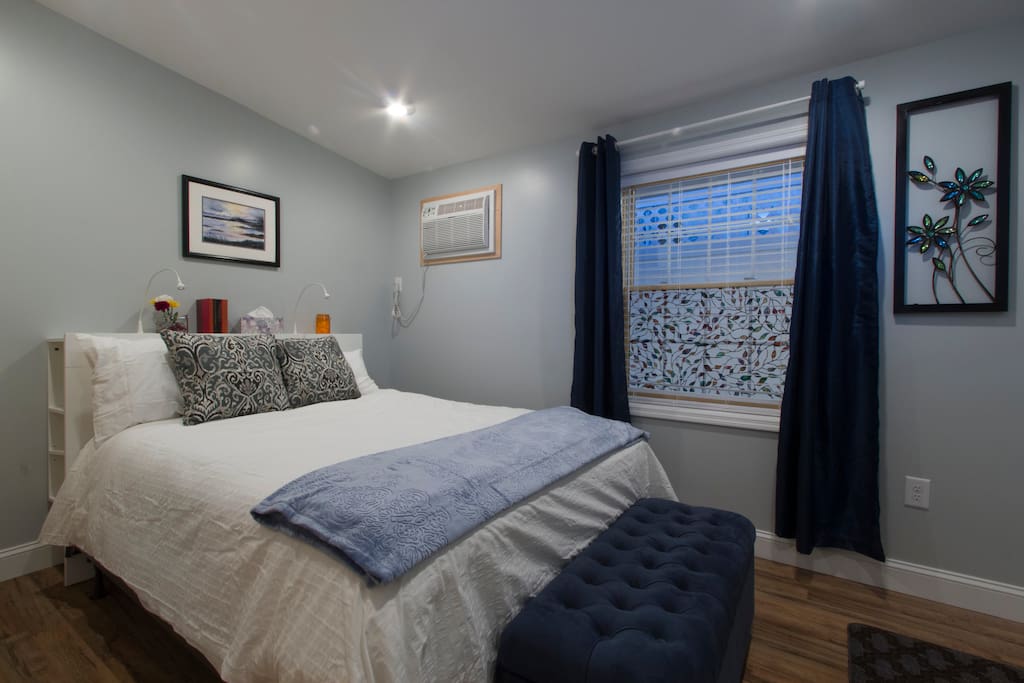 Master Bedroom #1 with adjoining private bath. Quiet and gracious with pillow-top Queen bed.