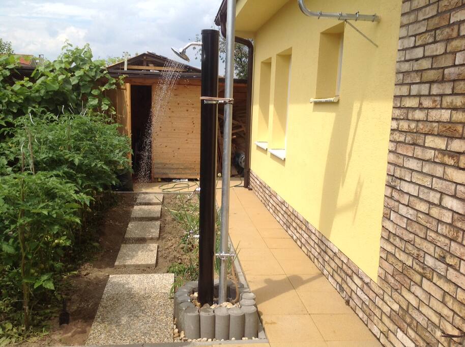 Little garden with shower