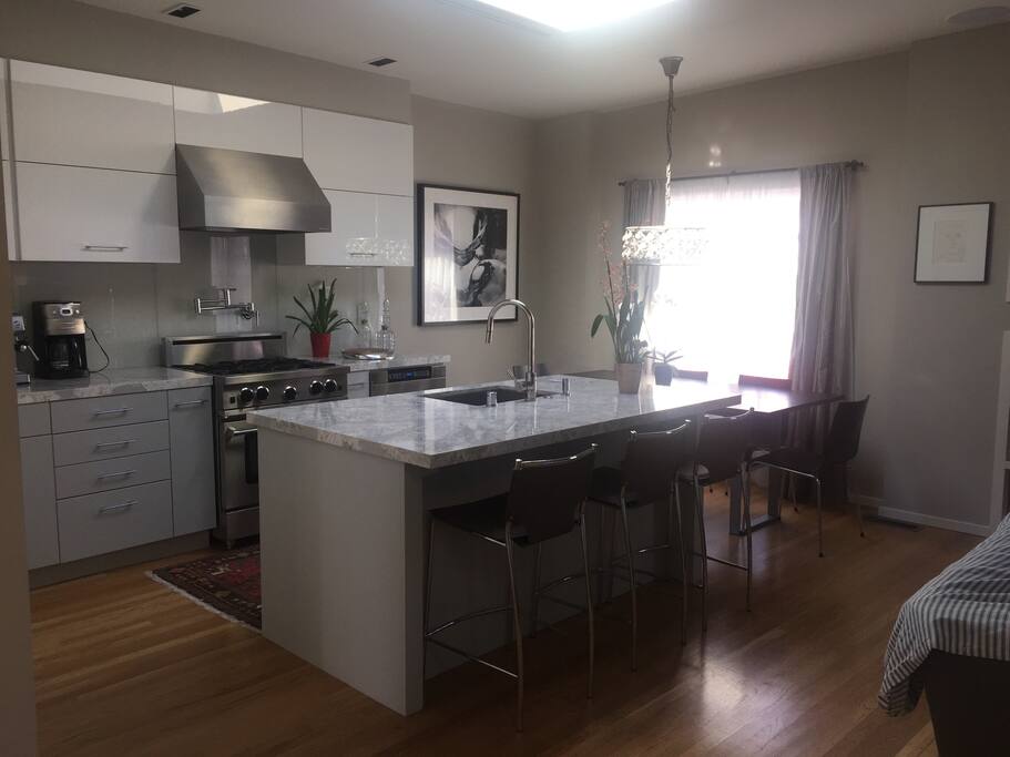 Chef's kitchen and dining area