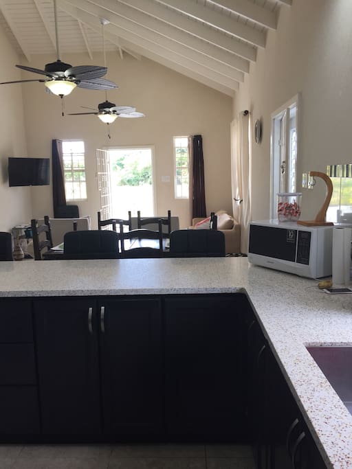 Open kitchen, dining and living room