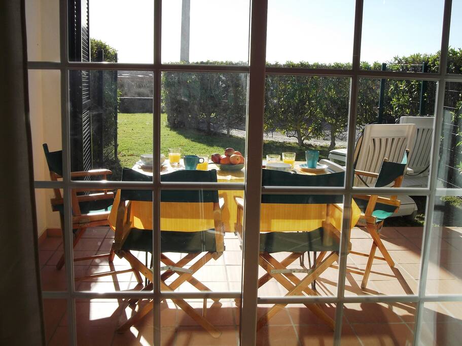 Outside meals area, view from inside out.
Garden view